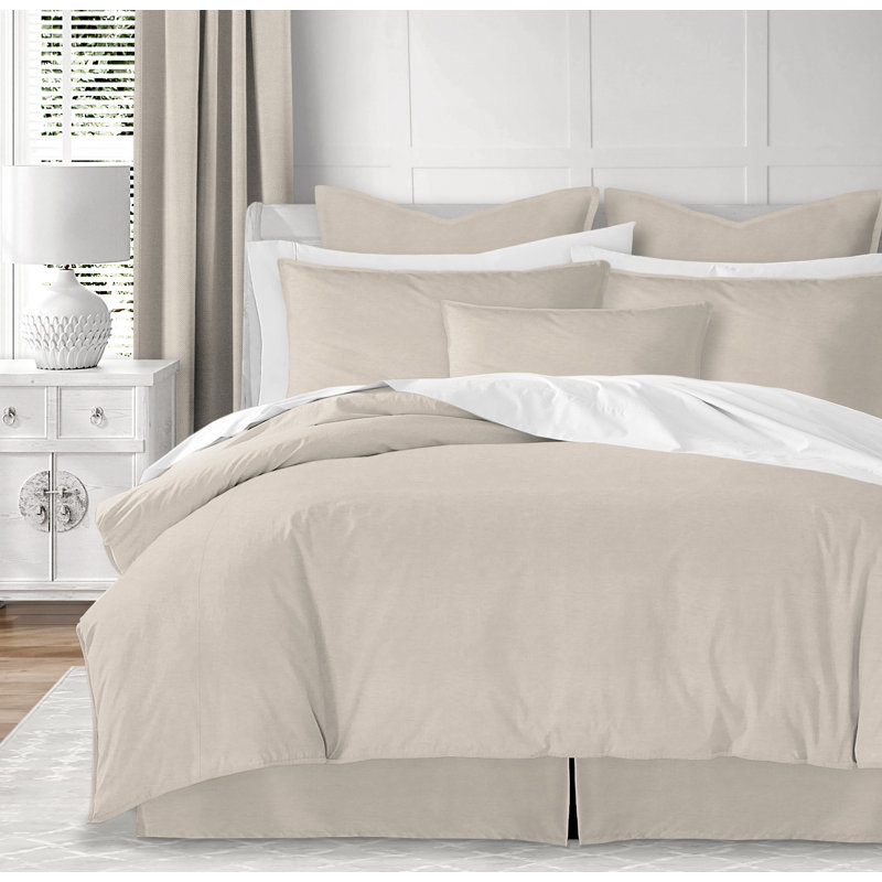 Ensemble de couvre-lit en coton Eastport, Naturel, Couvre-lit très grand super et 2 taies décorativ