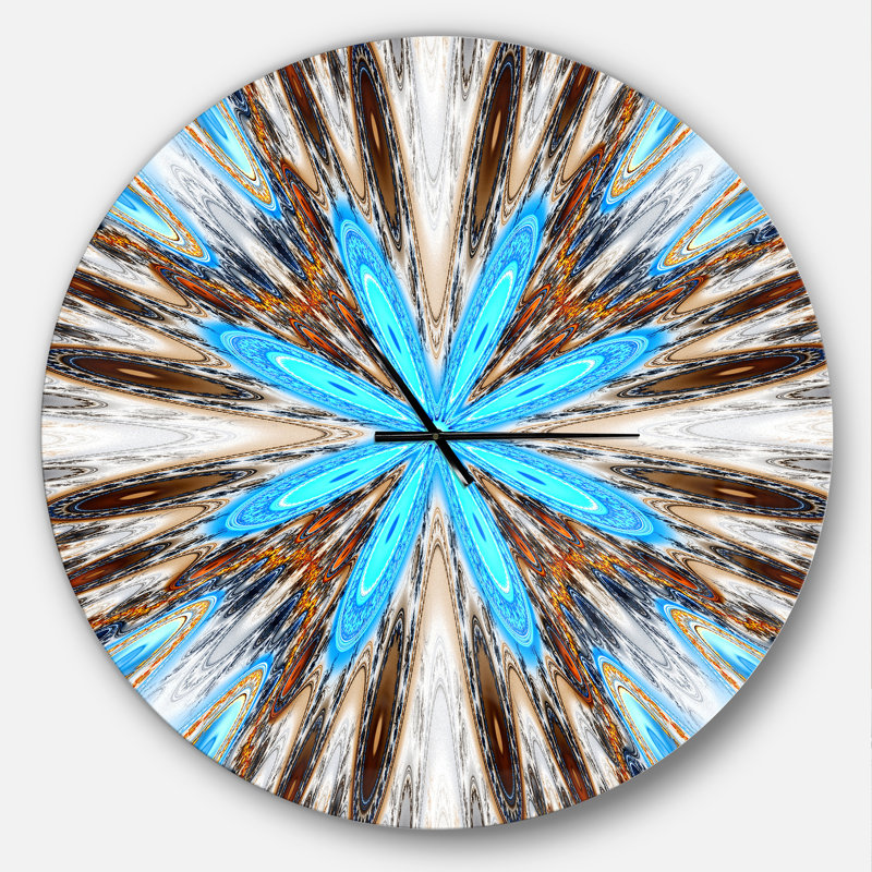 Fleurs avec rayons rayonnants - Horloge murale moderne, Surdimensionné