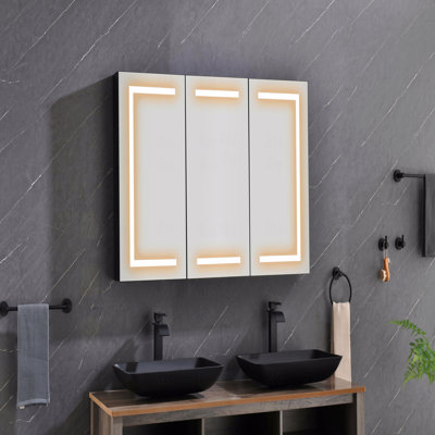 48"X30" Led Mirror Bathroom Medicine Cabinet With Lights,Dimmer,Defogger,Clock,Temp Display And Usb
