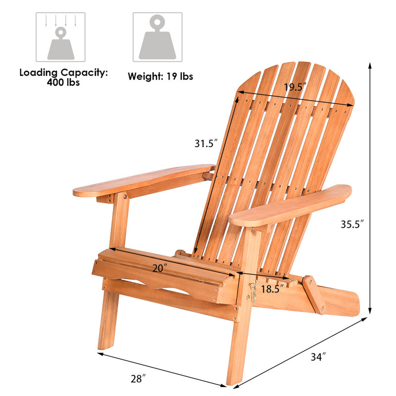 Chaise Adirondack pliante en bois massif Antoine