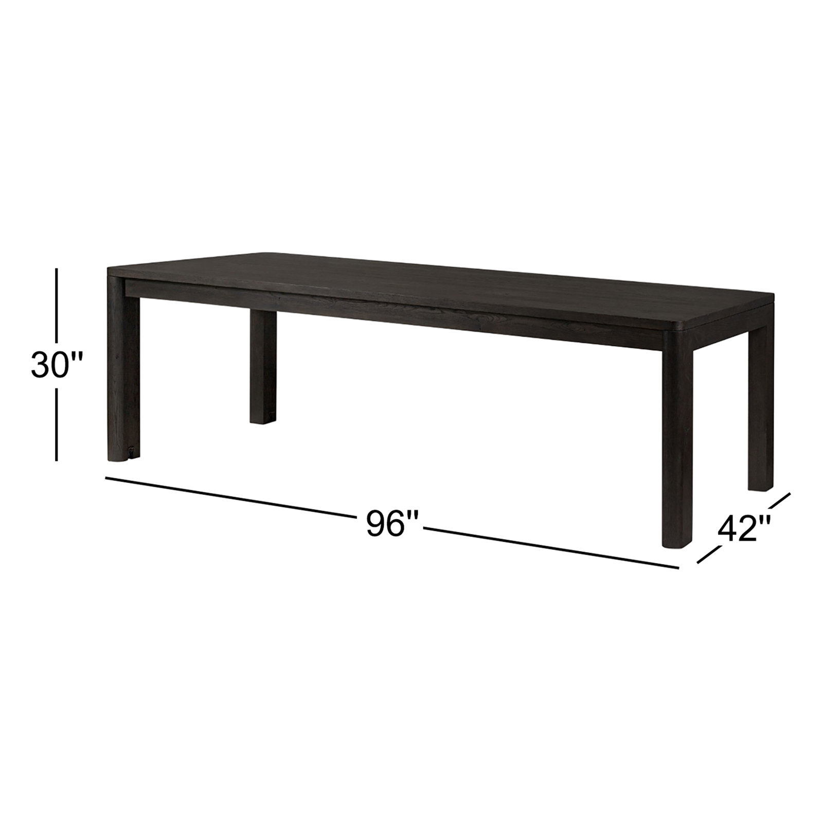 96'' Extendable Dining Table, Black, 30'' H x 96'' W x 42'' D