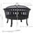 Palvinder 25" Round Wood-Burning Black Finish Steel Fire Pit with Mesh Stripe Cutouts