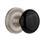 Black Porcelain Interior Mortise Door Knob with Rope Rosette