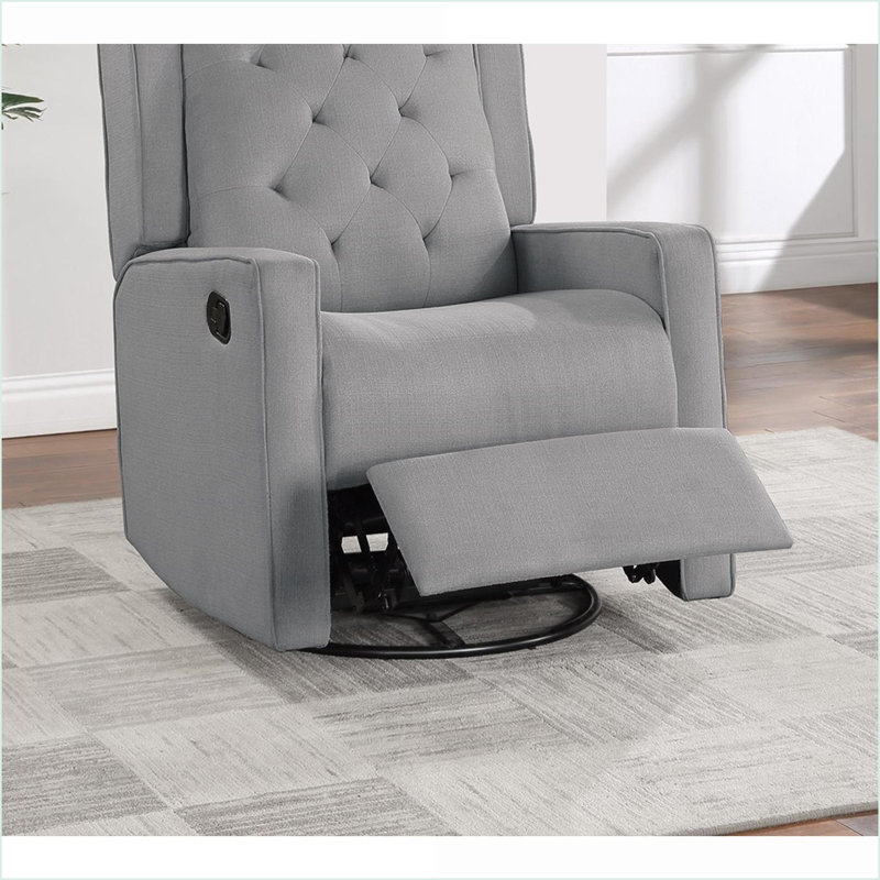 Fauteuil inclinable et oscillant inclinable contemporain en polyester gris foncé | Mouvement manuel | Dossier à oreilles capitonné | Gris foncé | 1 pièce incluse