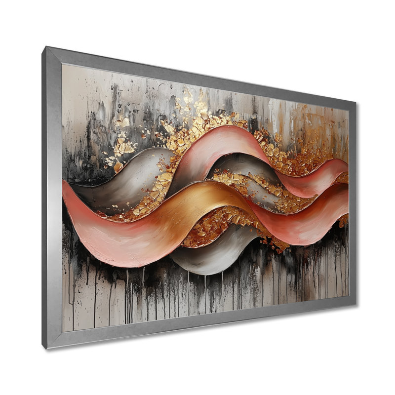 Offord - Abstract Wall Art, Reproduction encadrée d'une seule photo, Argent argent, H 30 po x l 40 po