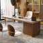 Bureau brun brun en bois manufacturé avec 3 tiroirs-823921609-823921613