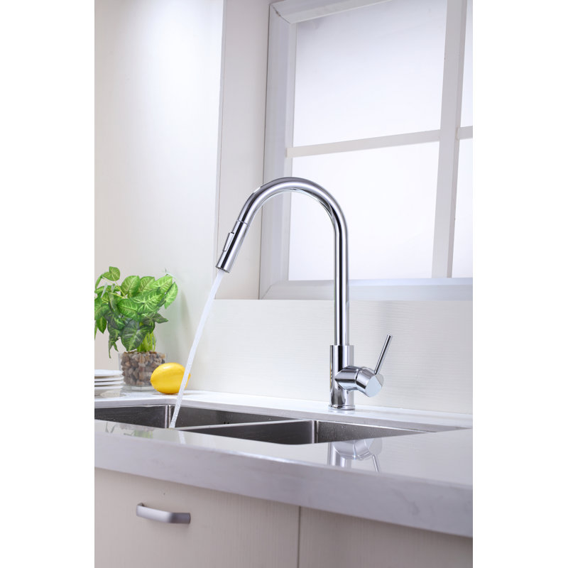 Pull Down Single Handle Kitchen Faucet, Polished Chrome