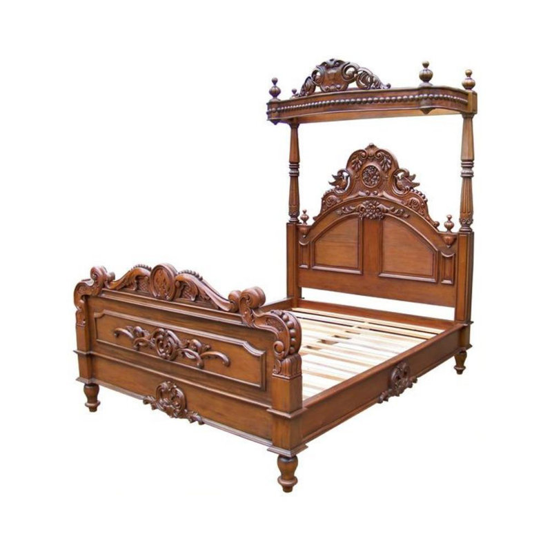 Solid Wood Bed, Wax Polish, Kingsize (5')