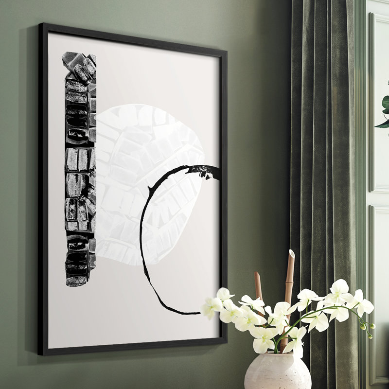 Zen Zen I, reproduction encadrée - bois massif, Noir, H 28 po x l 22 po
