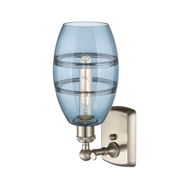Applique murale en acier Bettylou, Nickel satiné, H 9,13 po x l 5,88 po x P 7,06 po, Bleu princesse