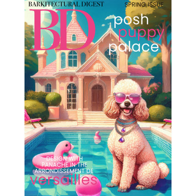 Barkitectural Digest Magazine Cover Parody with French Poodle by Grotto Studios