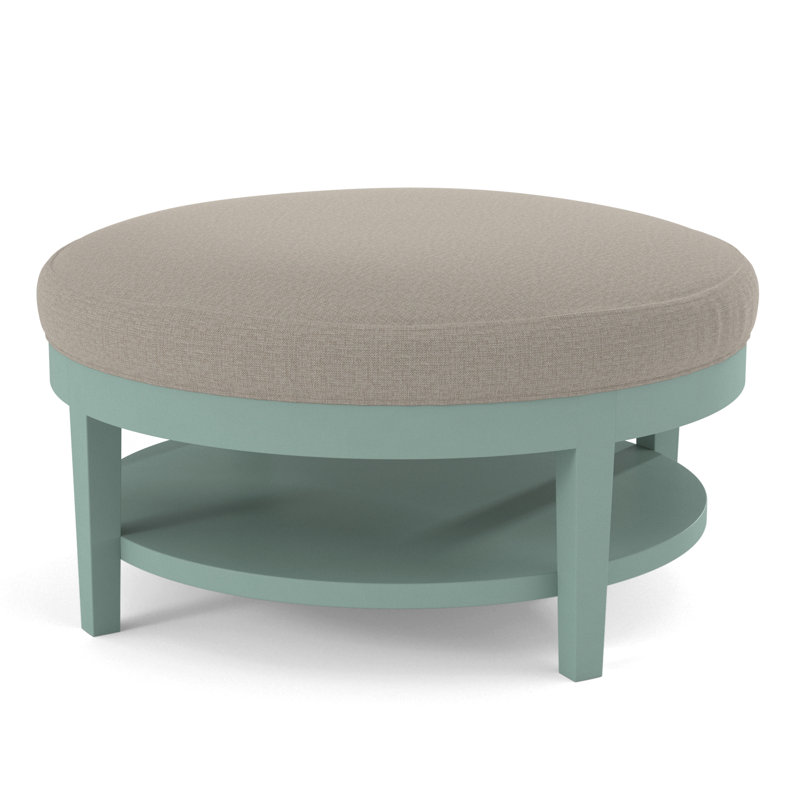 Midtown Upholstered Ottoman, Beige Performance Fabric; 0851-73, Honey Finish