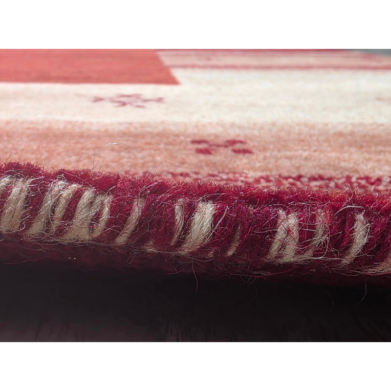Handloomed Red Gabbeh Tribal Wool Area Rug, 5' x 8'