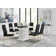 Corova Modern High Gloss Chrome Dining Table Set with 6 Quilted Faux Leather Dining Chairs