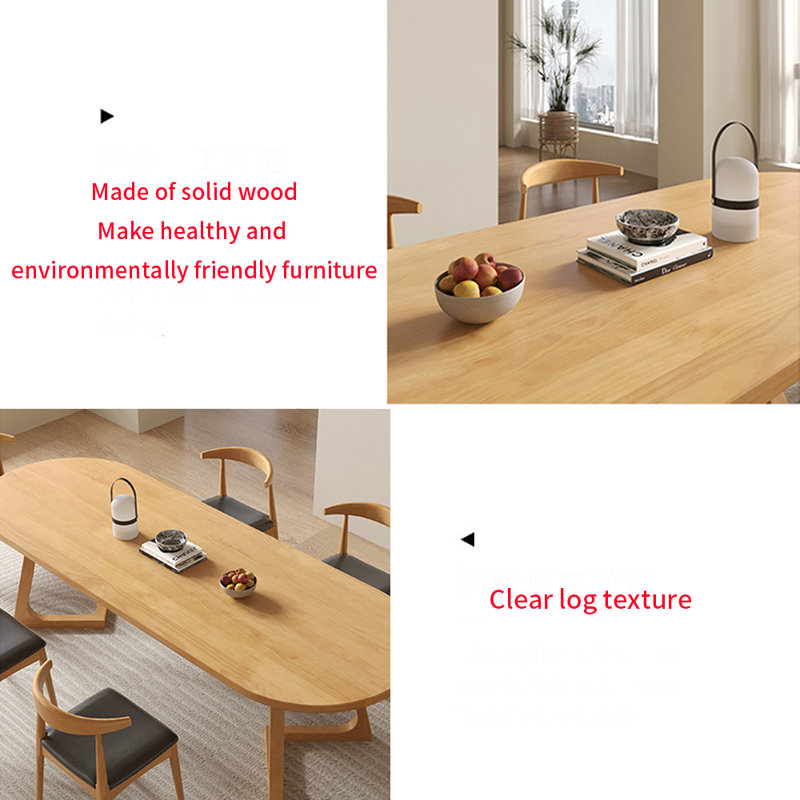 Ensemble de table à manger moderne et simple en bois massif., H 29,5 po x L 62,9 po x l 27,5 po