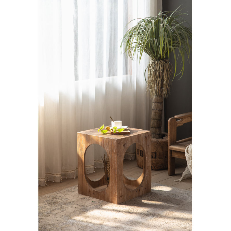 Table d'appoint carrée en bois naturel