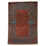 Hand Knotted Wool Area Rug in Rust