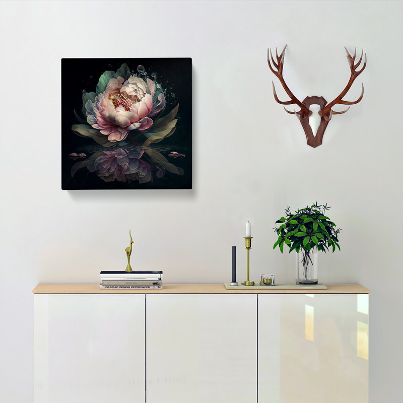 Peony Flower Double Exposure - Wrapped Canvas