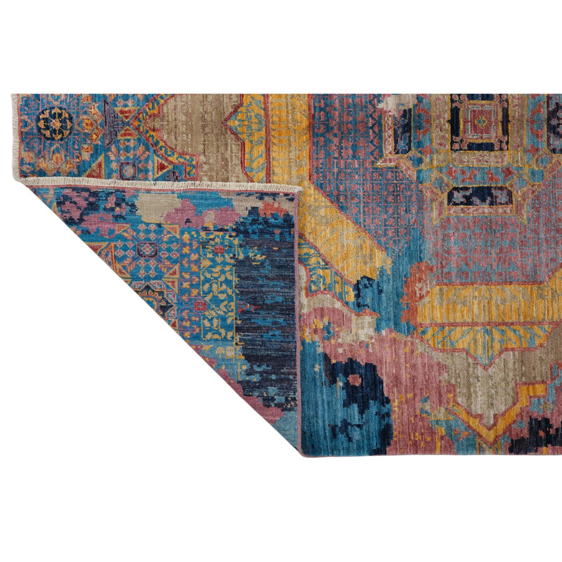 High-Quality Hand-Knotted Blue And Navy Area Rug
