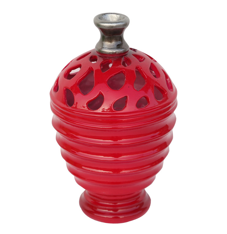 Vase 9,5 ", Rouge cardinal / gris