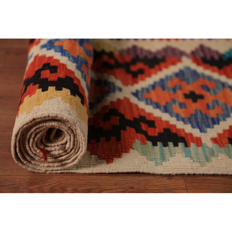 Tapis oriental kilim en laine à tissage plat 10 x 16