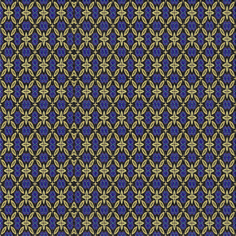 Tapis bleu/beige à motifs, Carré 5 pi