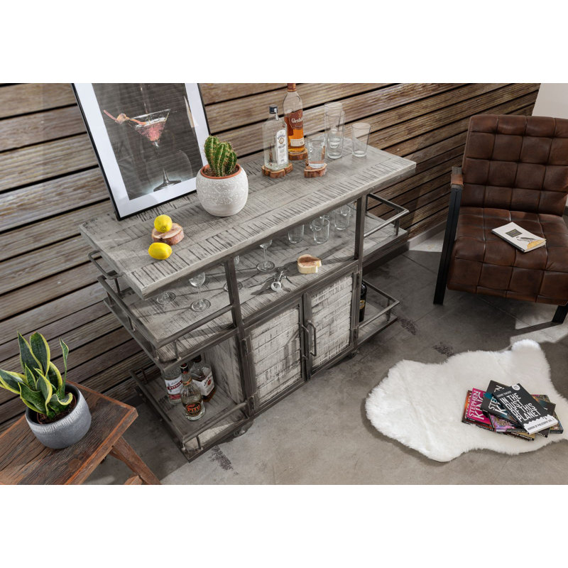 Heavy Industry Solid Wood Kitchen Cart, Grey