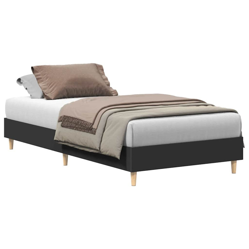 Bed Frame No Mattress Engineered Wood, Small Single (2'6), Black