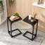 Table d'appoint en forme de C pour canapé, petit support à café avec plateau en métal et plateau imperméable résistant aux égratignures, décor moderne pour le salon, la chambre à coucher et les petits espaces