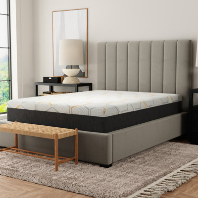 King Split Head Copper Gel Mattress - 12" Edge Support For A Peaceful And Sound Sleep Air Grid Base Washable Cover Grey Memory Foam Support, Layout