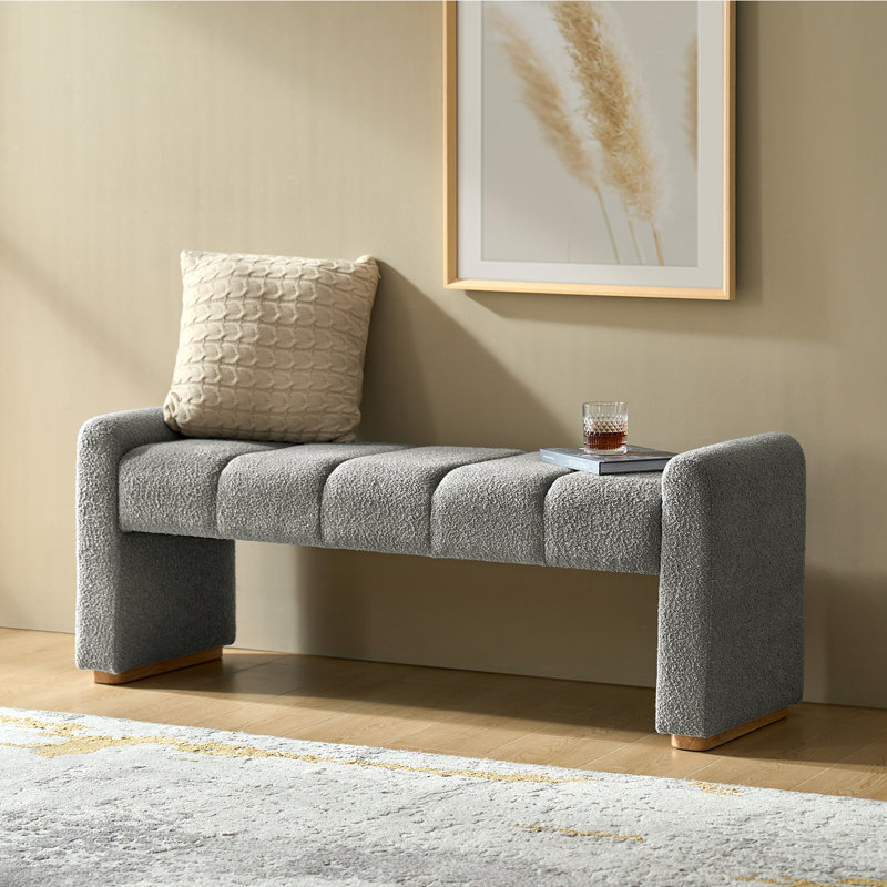 Banc rembourré avec pieds en bois massif 55 po Arlesia, Gris