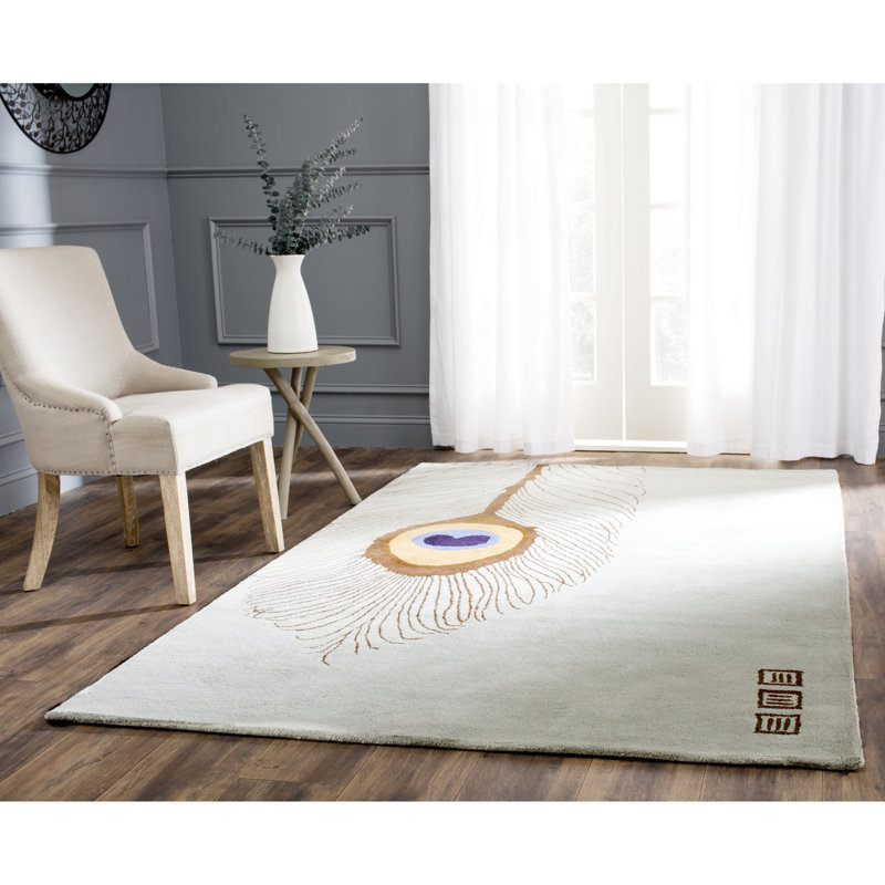 Tapis en laine et viscose touffeté à la main Nonia, Rectangle 3 pi 6 po x 5 pi 6 po