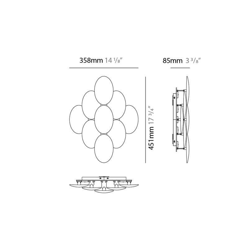 Obolo 8 - Light Steel LED Flush Mounted Sconce, White