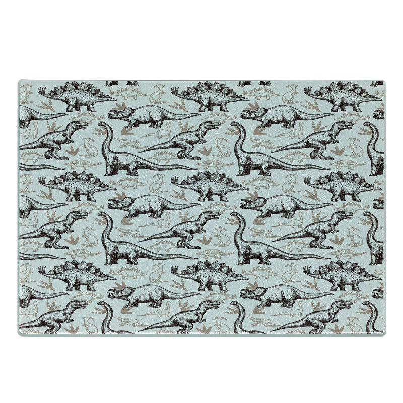 Planche à découper en verre trempé Ambesonne Reptiles empreintes de pas brun blanc