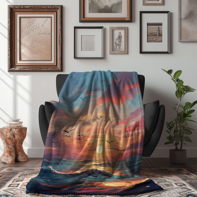 Sunset Surf - 1 pièce Sherpa Premium, Grand lit