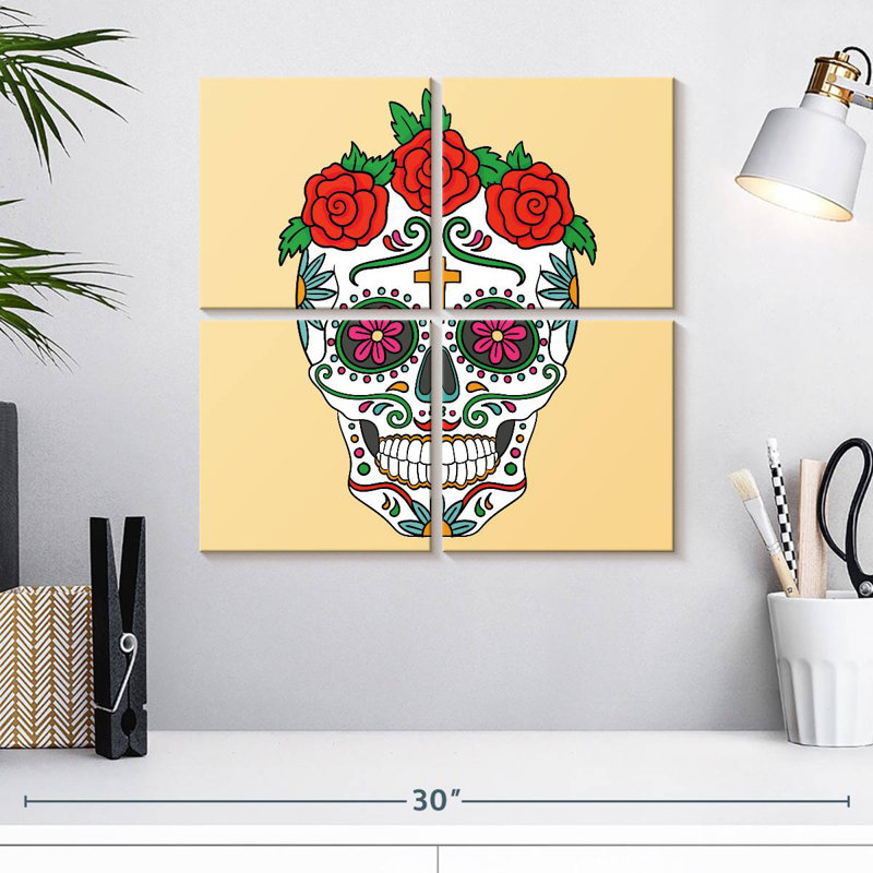 Kerner Mexican Floral Skull, 18" H x 18" W