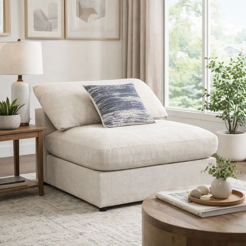 Chaise rembourrée Serene Beige, Blanc