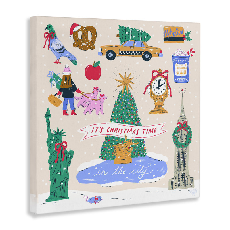 Noël à New York, toile de Krissy Mast, H 17 po x l 17 po