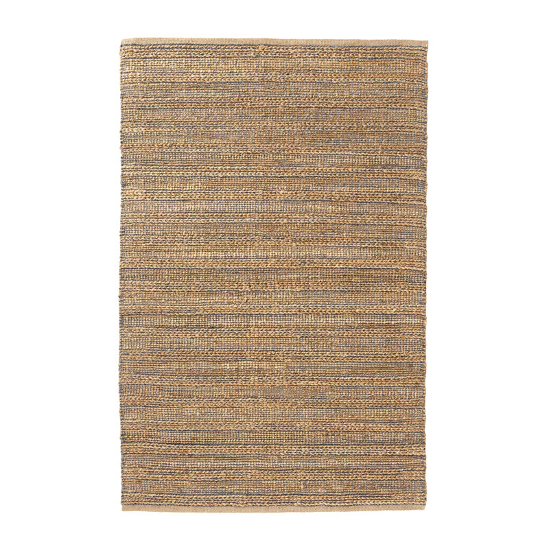 Modern Farmhouse Handmade Natural Fiber Jute Indoor Area Rug with Cotton Backing, Rectangle 9' x 12', Tan/Gray