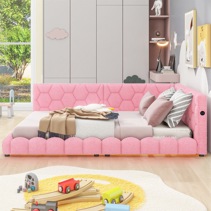 Aderyn Upholstered Linen Standard Bed, Pink