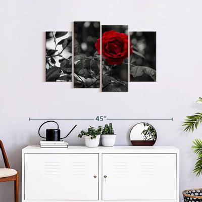 Ensemble de 4 pièces Lone Rose Pop sur toile