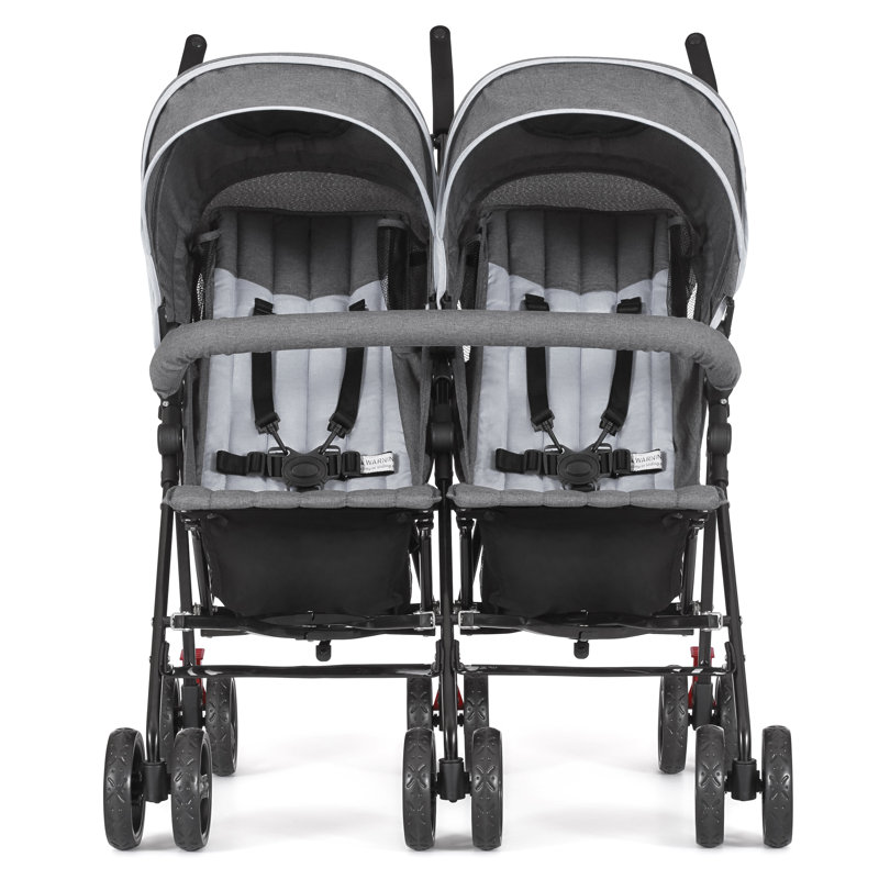 Dream On Me Volgo Twin Umbrella Stroller, White/Gray
