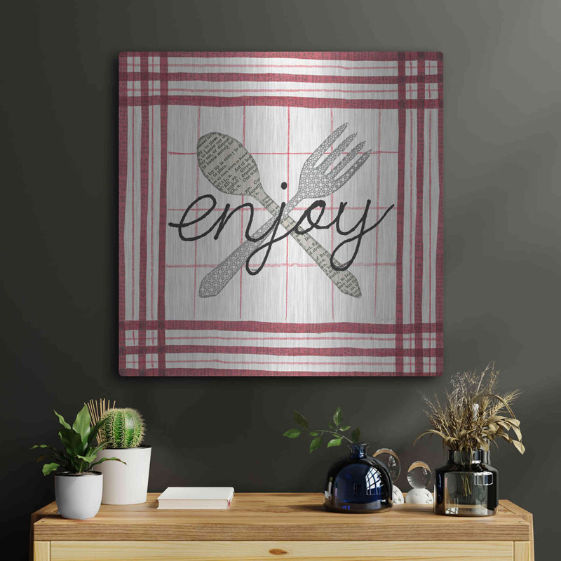 «Cool Kitchen Enjoy» par Courtney Prahl, art mural en métal, 12 po x 12 po, H 24 po x l 24 po