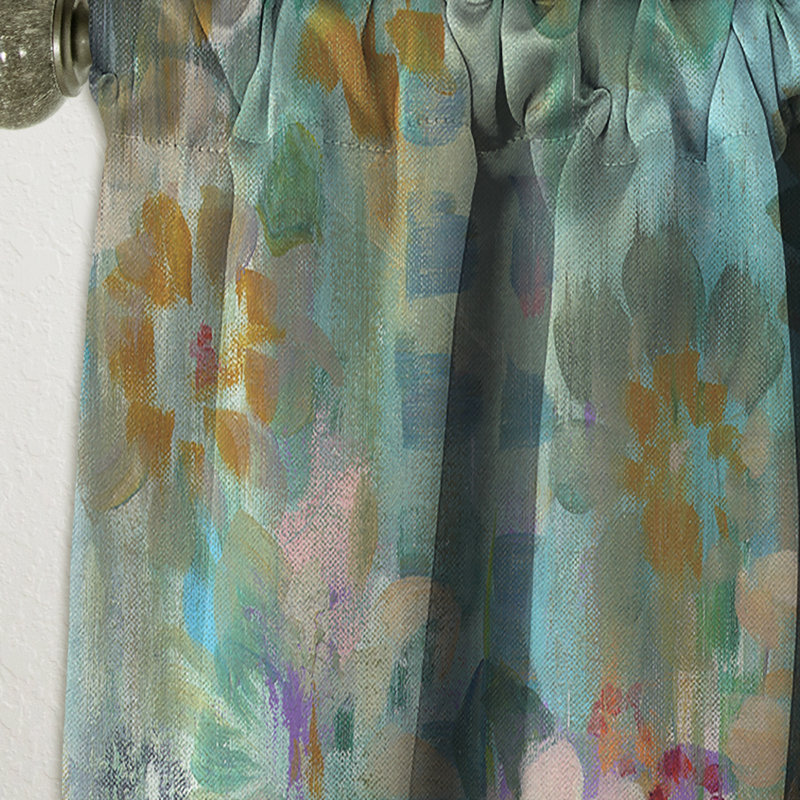 Rideau en lin / polyester Rashee Flower Shower III, L 52 po x L 108 po