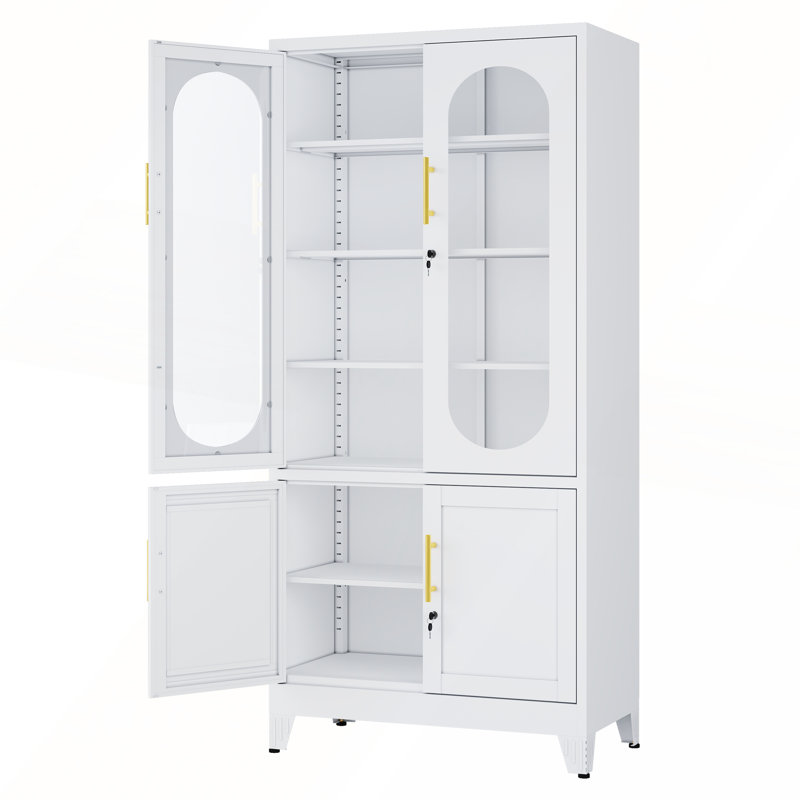 Rectangular Metal Lockable Iron Cabinet, White
