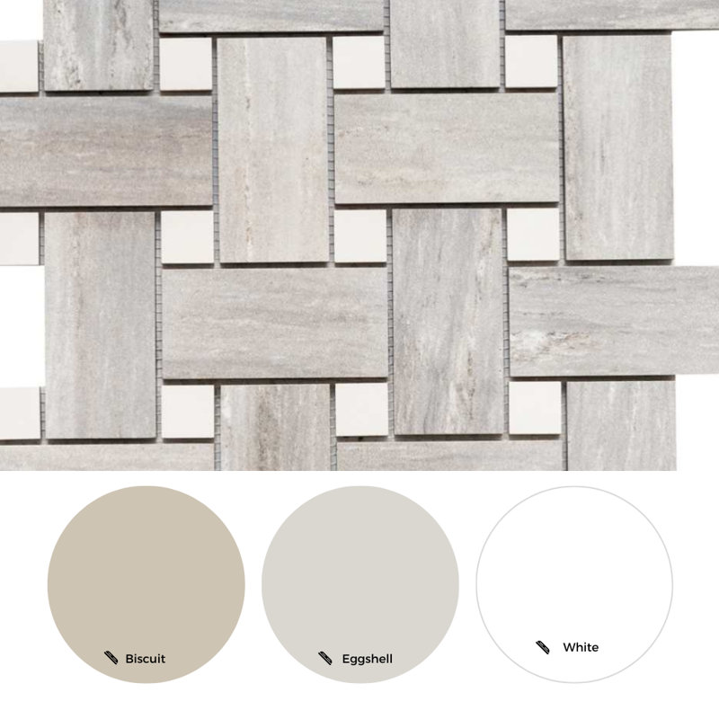 Stately Basketweave 13" x 13" Porcelain Brick Joint Wall & Floor Tile, Gray