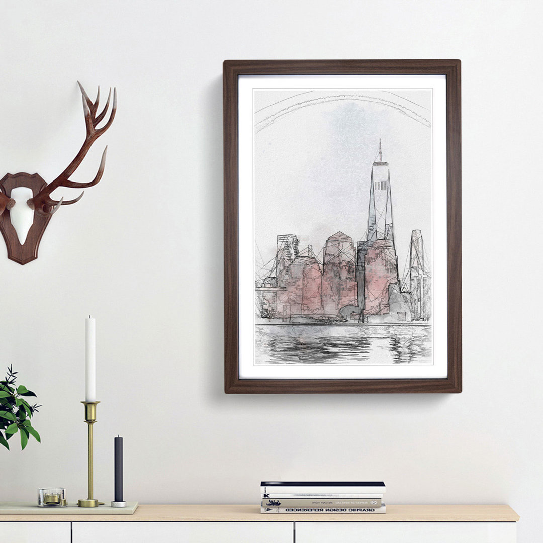 Downtown New York City Skyline in Abstract - Picture Frame Graphic Art Print