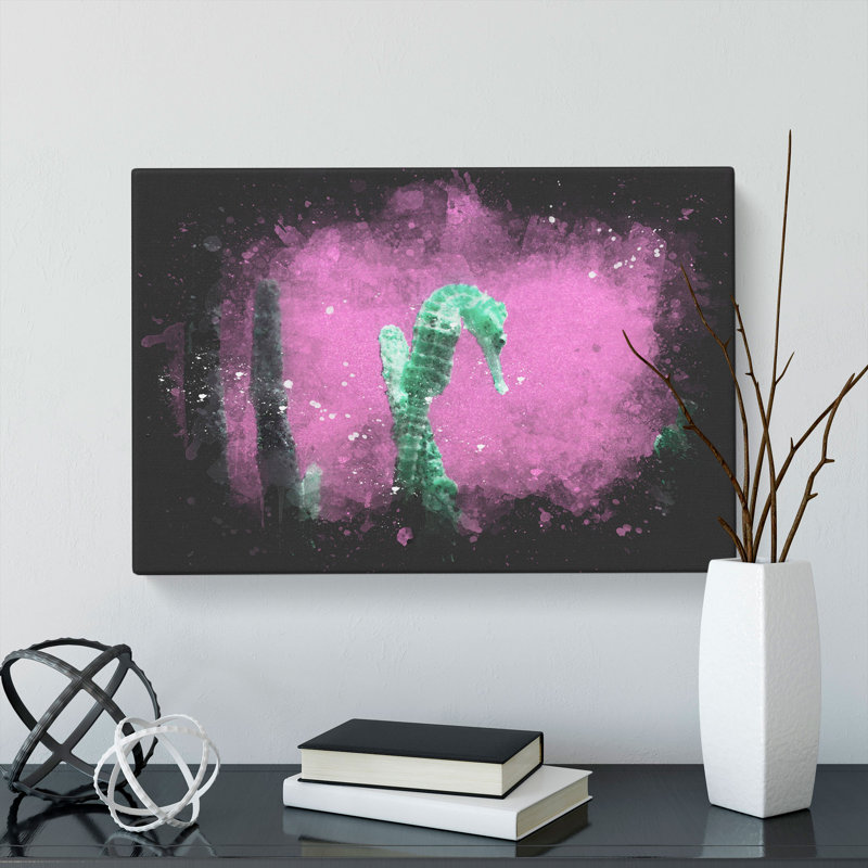 Green Seahorse - Wrapped Canvas, 50cm H x 76cm W x 3cm D