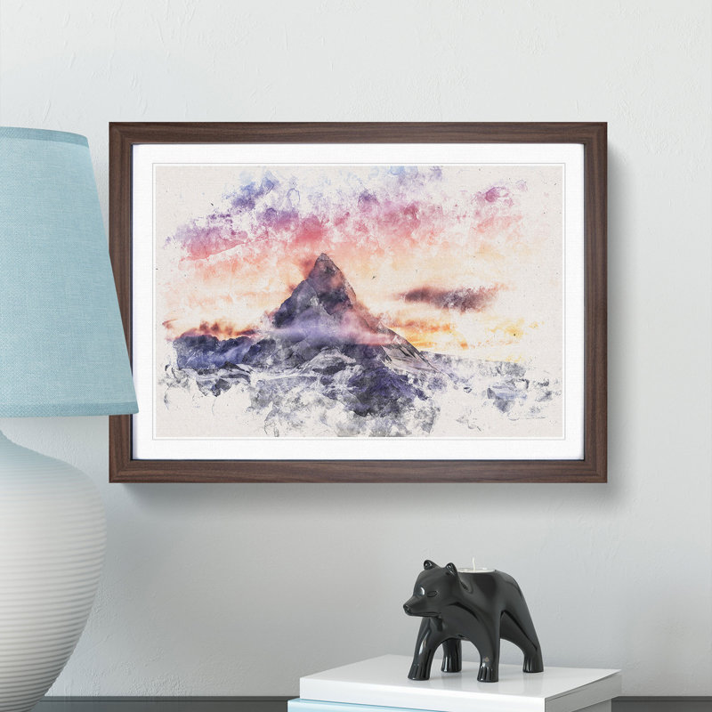Matterhorn Mountain in Zermatt - Picture Frame Painting Print, 36cm H x 48cm W x 2cm D, Walnut Framed