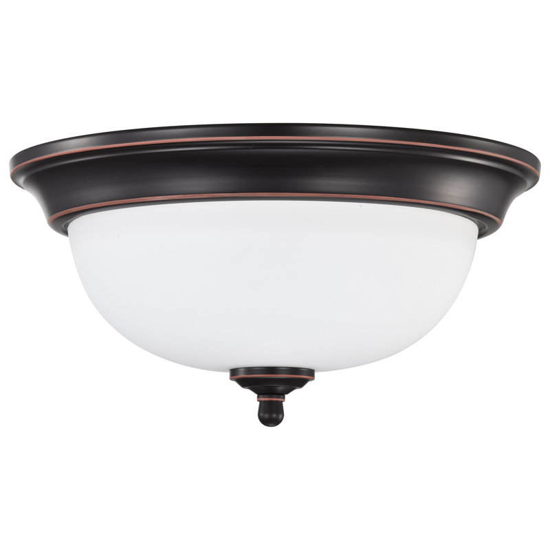 Plafonnier encastré en verre Megham, H 6,38 po x l 13 po x P 13 po, Bronze acajou